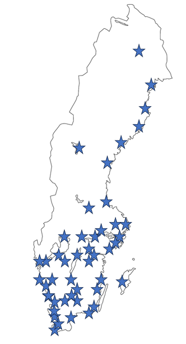 Sverigekarta ortopedtekniska avdelningar